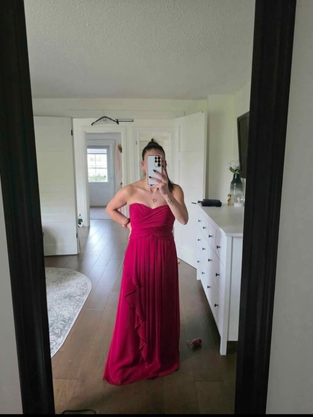 David's Bridal Chiffon Dress in Apple